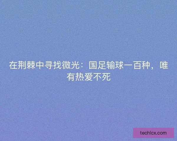 在荆棘中寻找微光：国足输球一百种，唯有热爱不死
