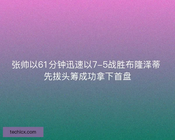张帅以61分钟迅速以7-5战胜布隆泽蒂 先拔头筹成功拿下首盘
